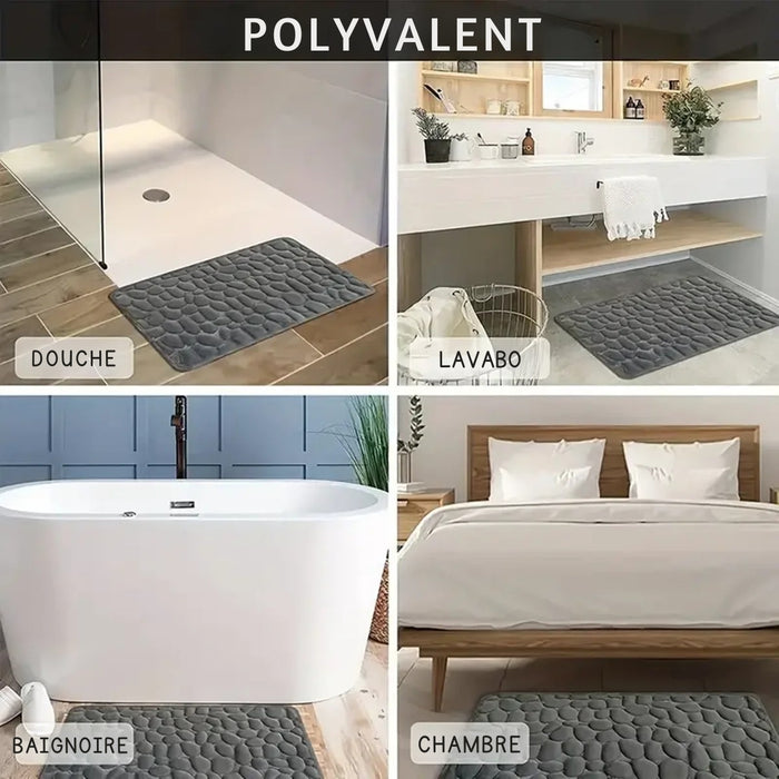 Tapis de bain 3D antidérapant ultra absorbant – Lavable en machine, séchage rapide