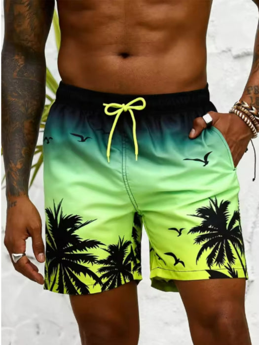 Short de bain imprimé plante