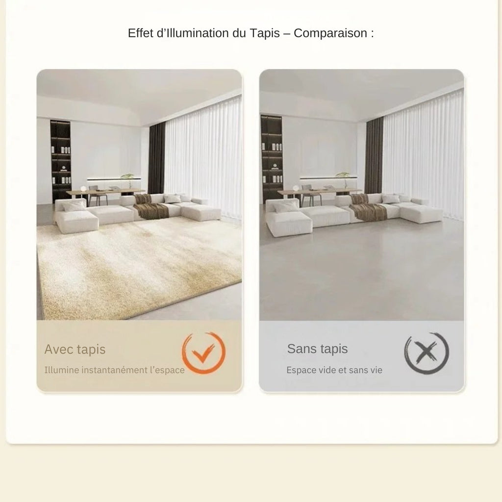 Grand tapis cachemire ultra doux lavable, antidérapant, crème – déco salon et chambre