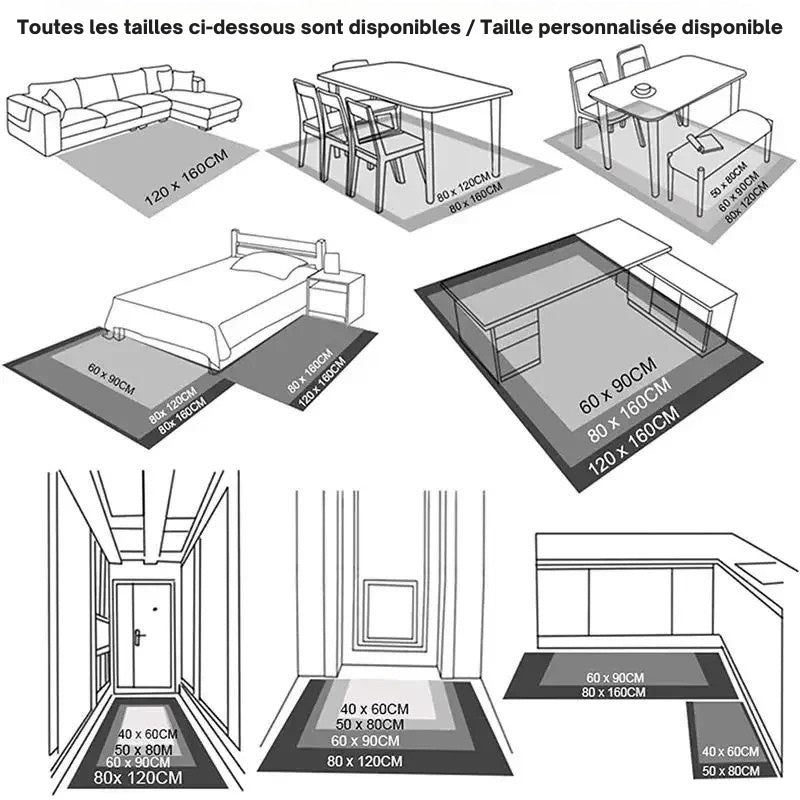 Grand tapis rond d’été antitache pour salon et chambre – Uni, résistant à la saleté