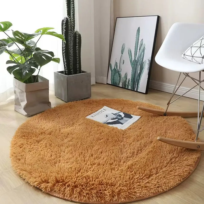 Tapis rond en peluche ultra doux – Moelleux, antidérapant, décor salon / chambre enfant