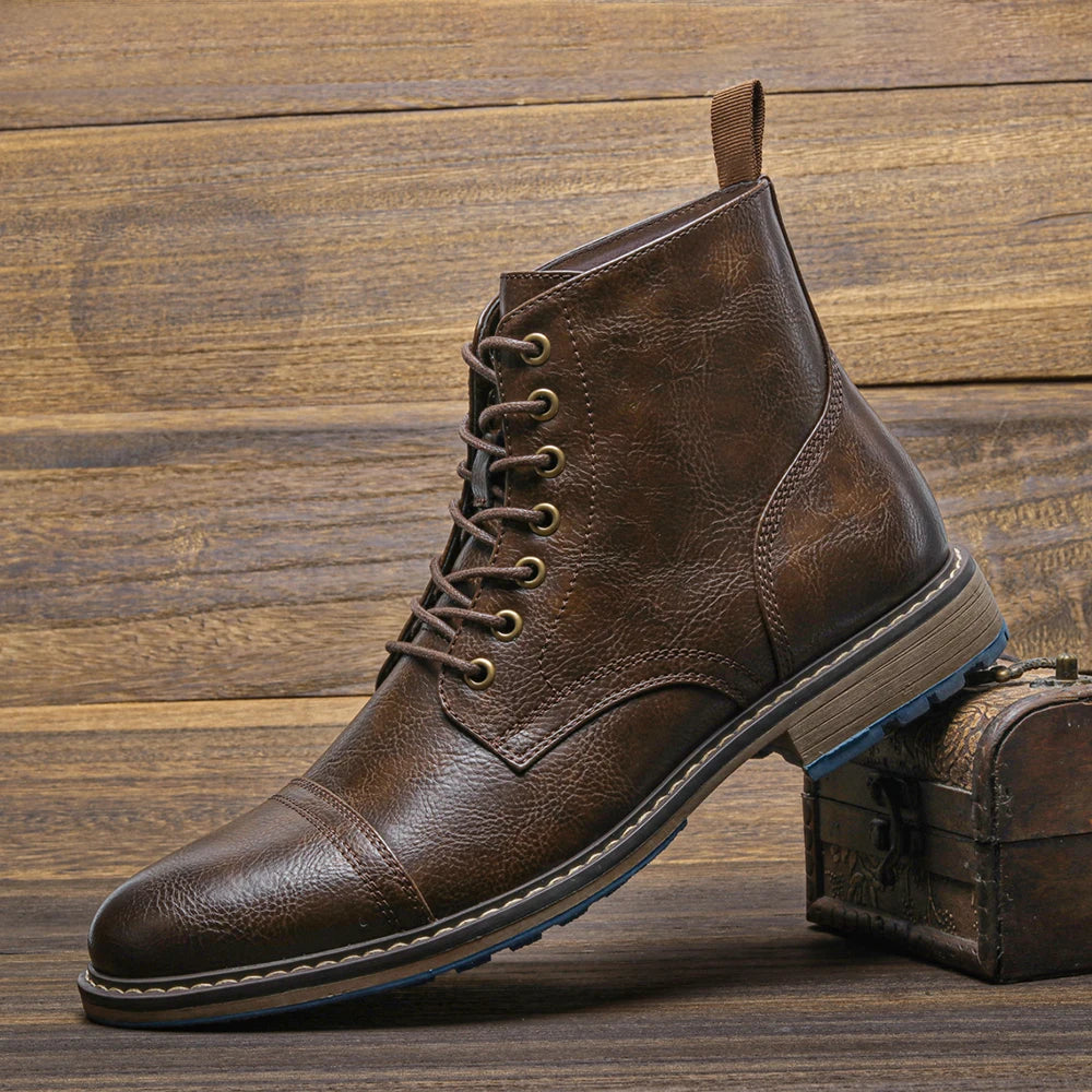 Bottines homme cuir marron – chaussures montantes élégantes à lacets