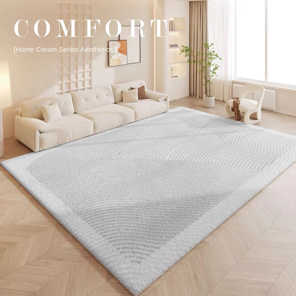 Grand tapis cachemire ultra doux lavable, antidérapant, crème – déco salon et chambre