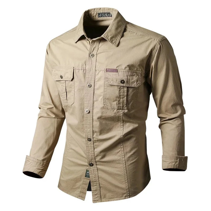 Chemise militaire cintrée à poches cargo
