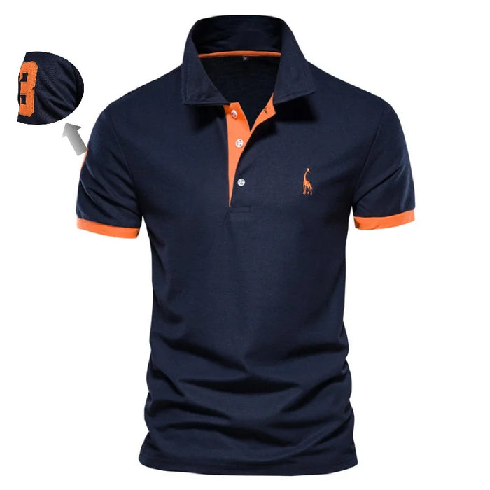 Polo slim fit décontracté – couleur unie, col classique, AIOPESON brodé, coton