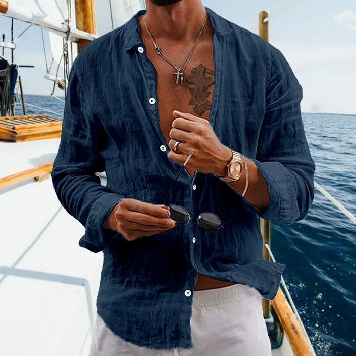 Chemise en lin à manches longues décontractée été