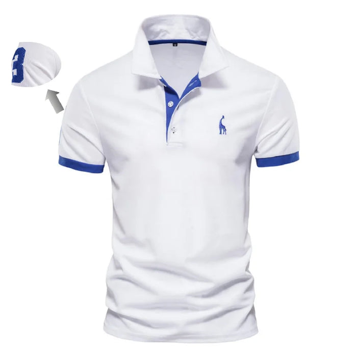 Polo slim fit décontracté – couleur unie, col classique, AIOPESON brodé, coton