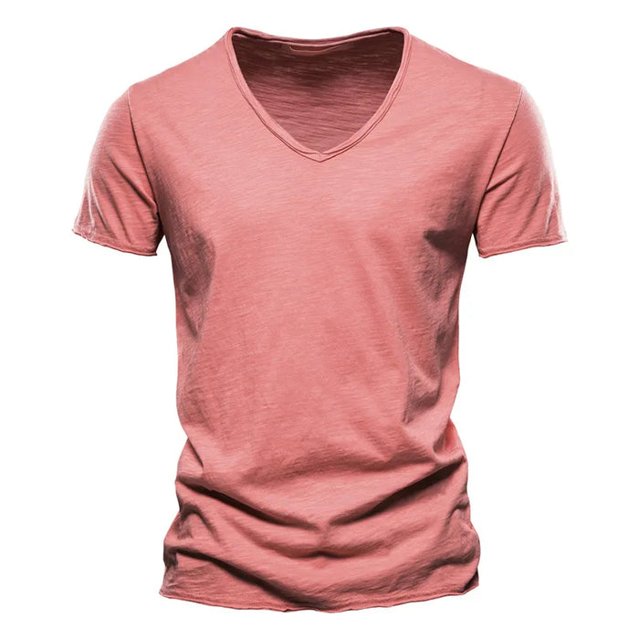 T-shirt homme col V ajusté – manches courtes et style épuré