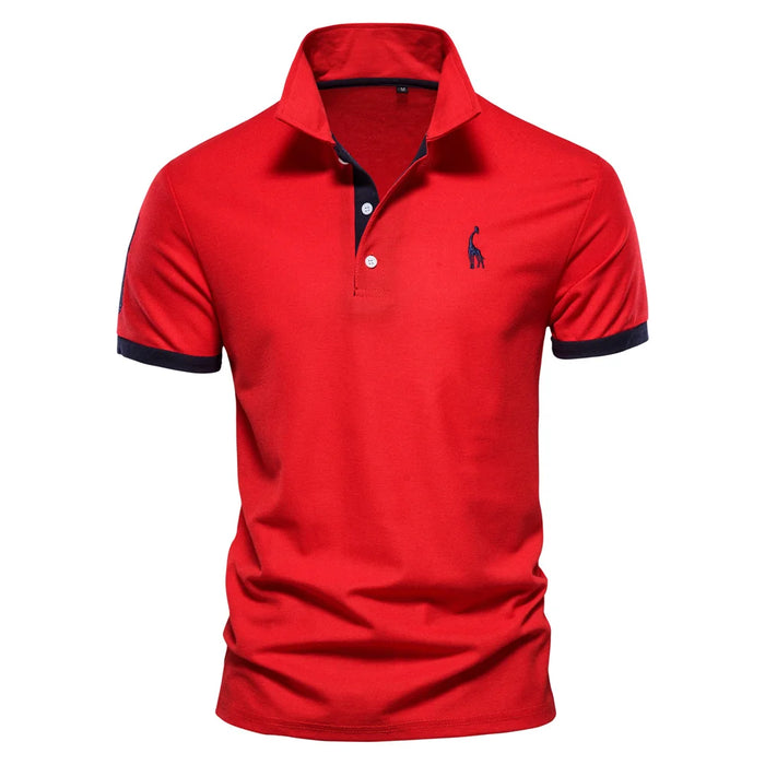 Polo slim fit décontracté – couleur unie, col classique, AIOPESON brodé, coton