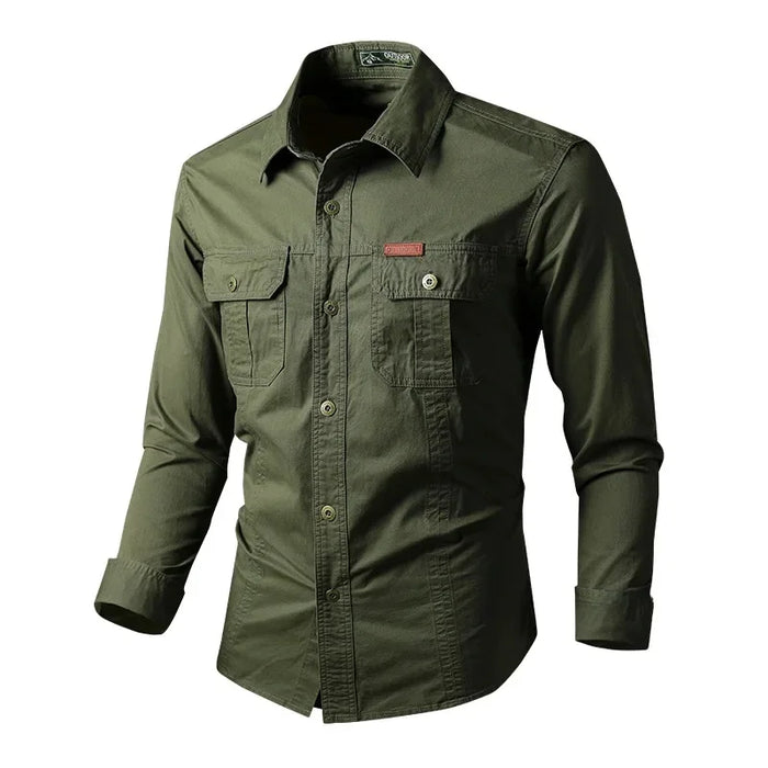 Chemise militaire cintrée à poches cargo