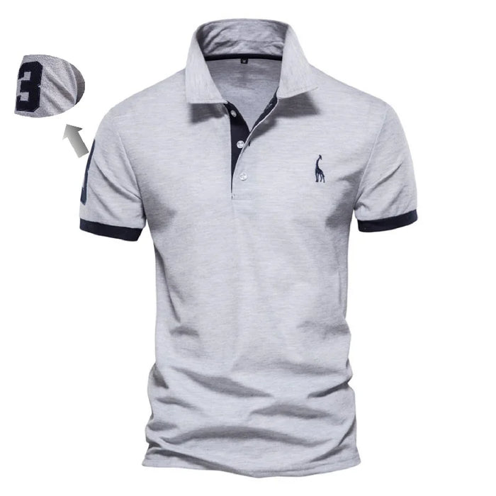 Polo slim fit décontracté – couleur unie, col classique, AIOPESON brodé, coton