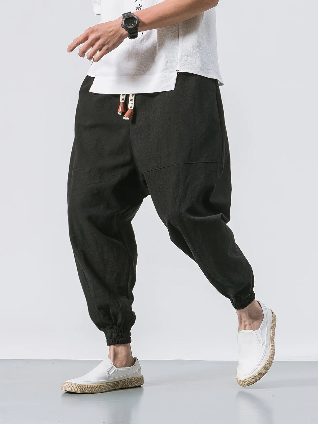 Sarouel streetwear coton lin