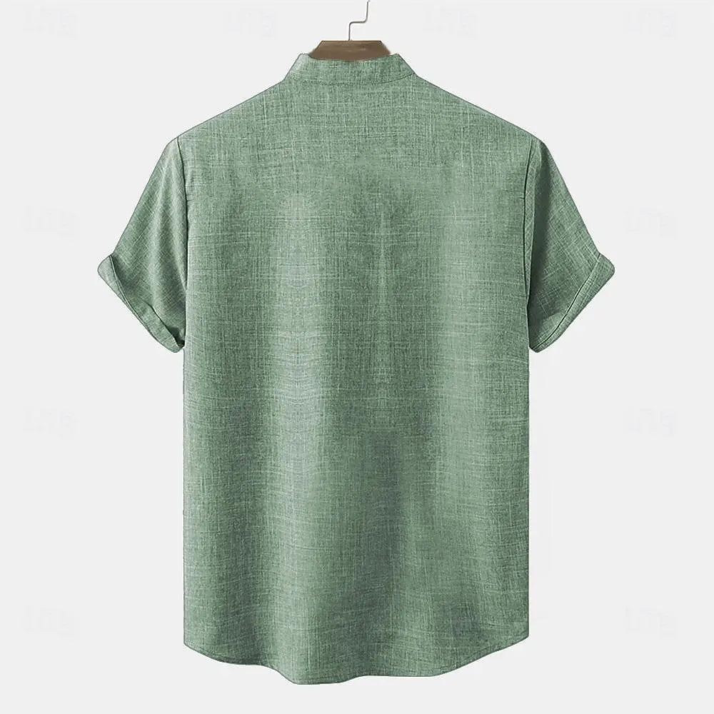 Chemise ethnique à col mao et motif tribal