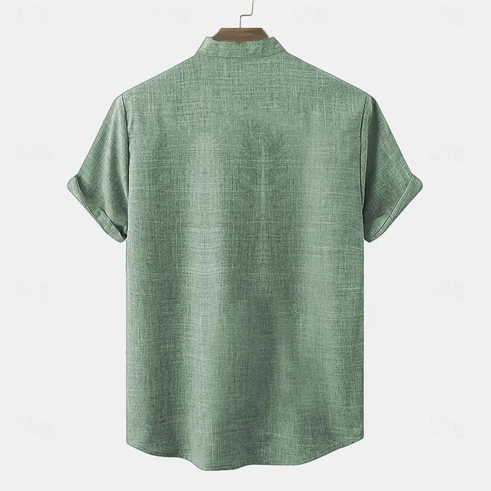 Chemise ethnique à col mao et motif tribal