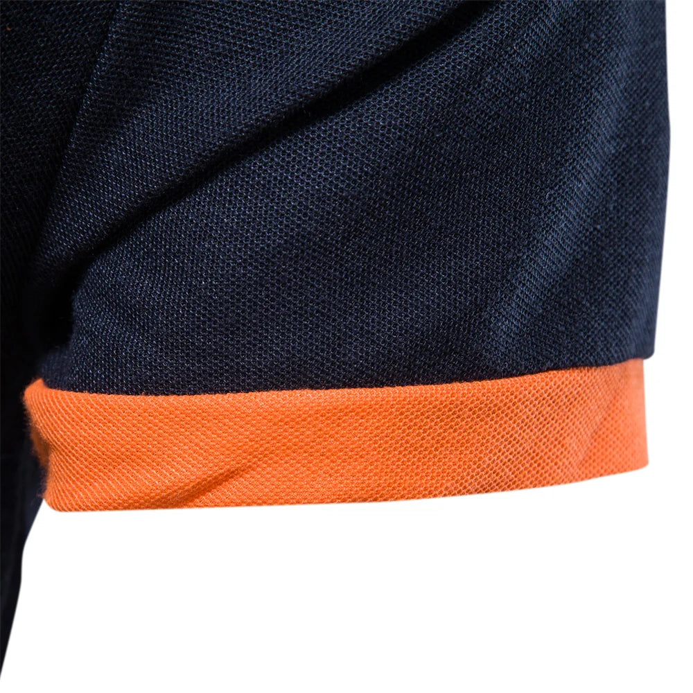 Polo slim fit décontracté – couleur unie, col classique, AIOPESON brodé, coton