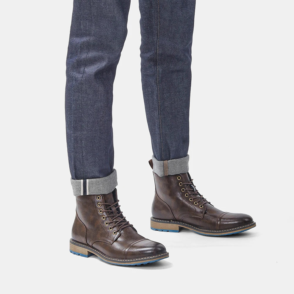 Bottines homme cuir marron – chaussures montantes élégantes à lacets