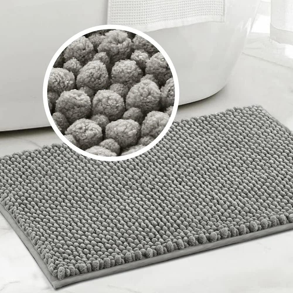 Tapis de salle de bain ultra doux en microfibre chenille – Antidérapant, absorbant & séchage rapide