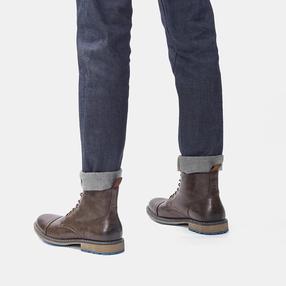 Bottines homme cuir marron – chaussures montantes élégantes à lacets