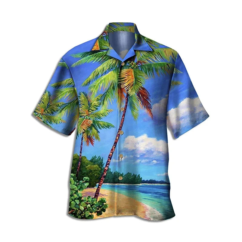Chemise hawaïenne tropicale imprimée perroquets et fleurs
