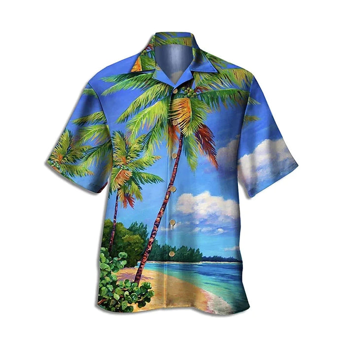 Chemise hawaïenne tropicale imprimée perroquets et fleurs