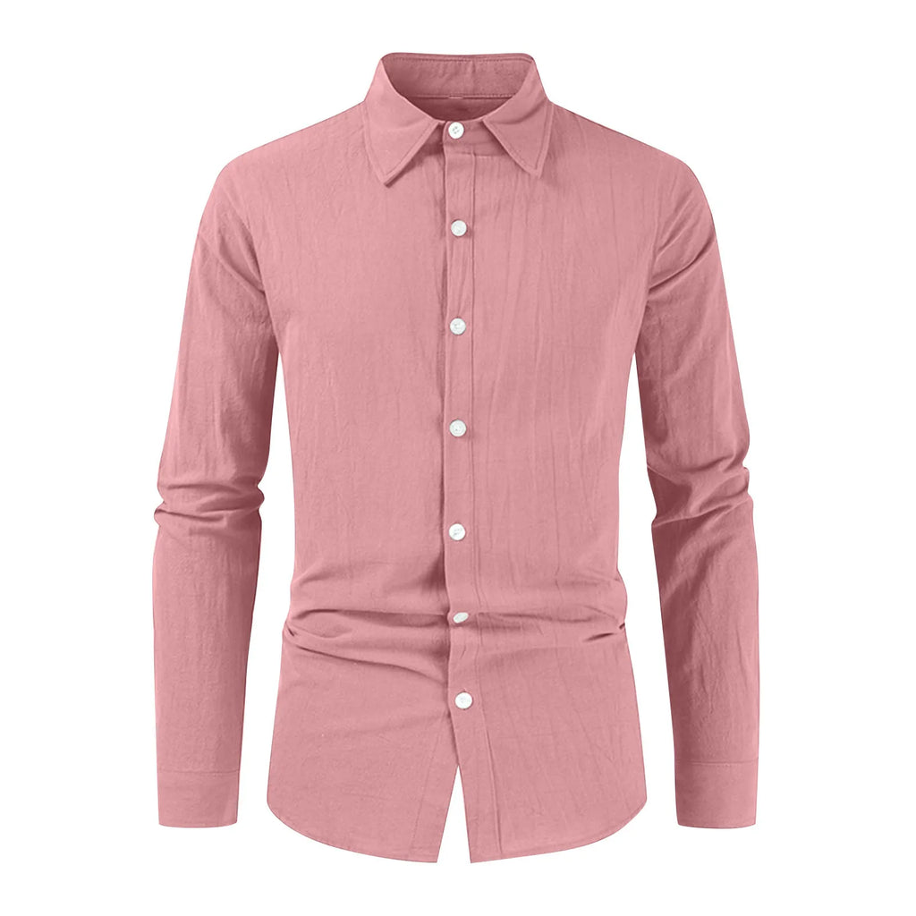Chemise en lin manches longues – coupe fluide à col ouvert