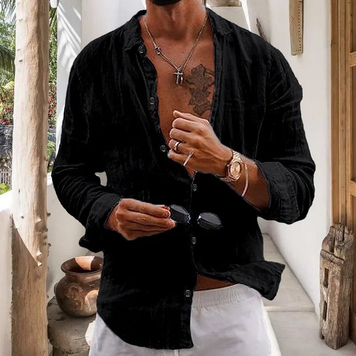 Chemise en lin à manches longues décontractée été