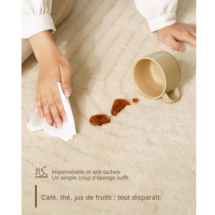 Grand tapis cachemire ultra doux lavable, antidérapant, crème – déco salon et chambre