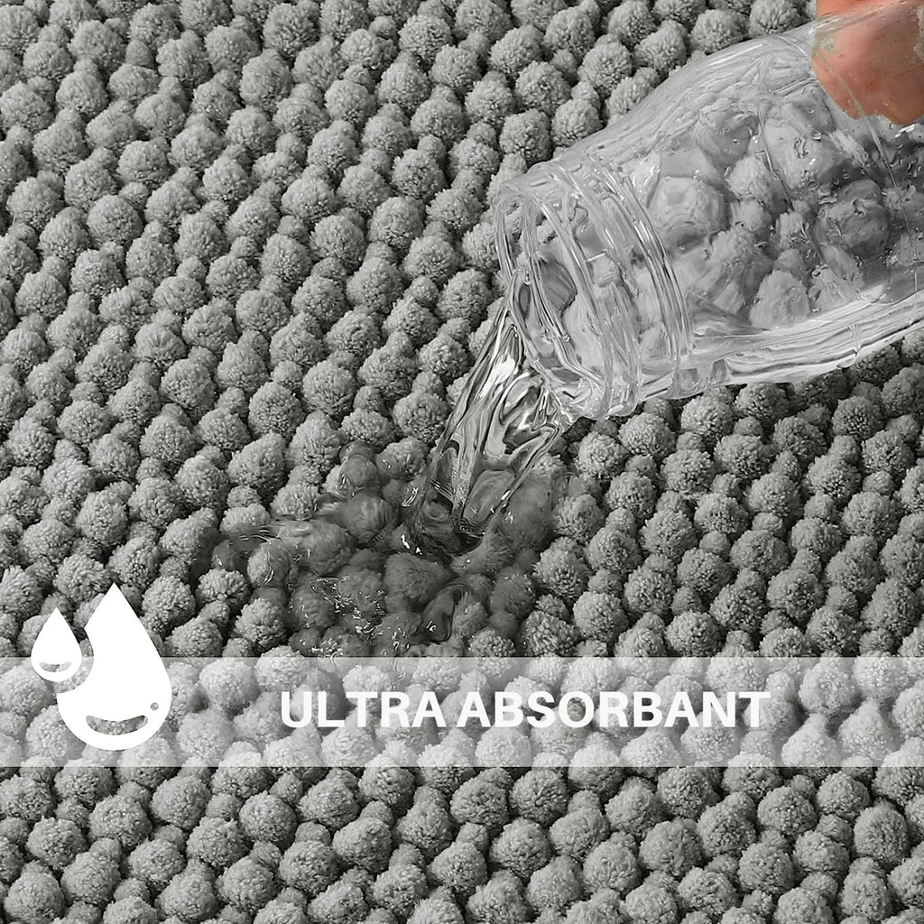 Tapis de salle de bain ultra doux en microfibre chenille – Antidérapant, absorbant & séchage rapide