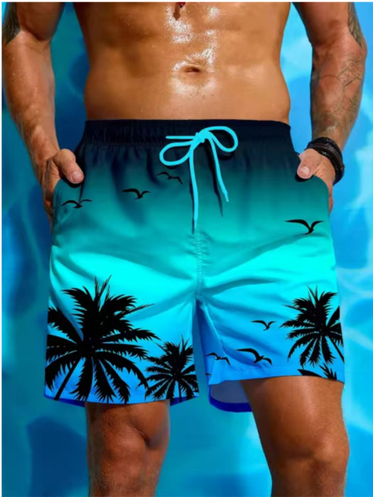 Short de bain imprimé plante