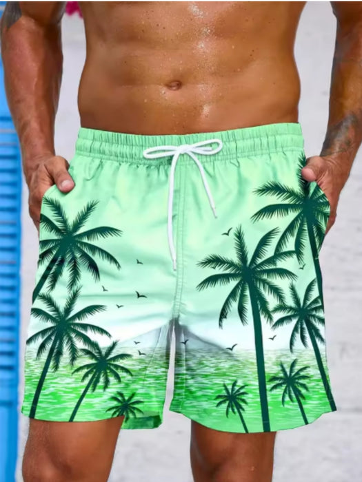 Short de bain imprimé plante
