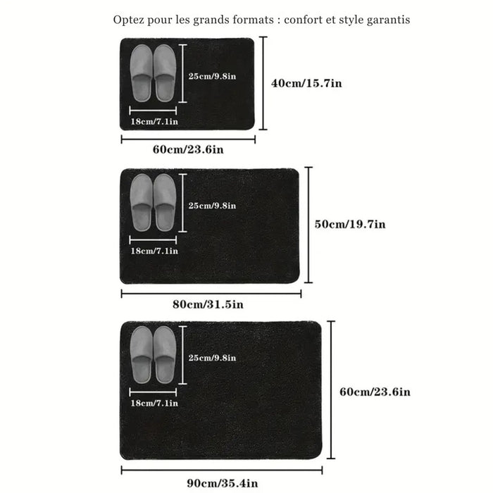 Tapis de bain 3D antidérapant ultra absorbant – Lavable en machine, séchage rapide