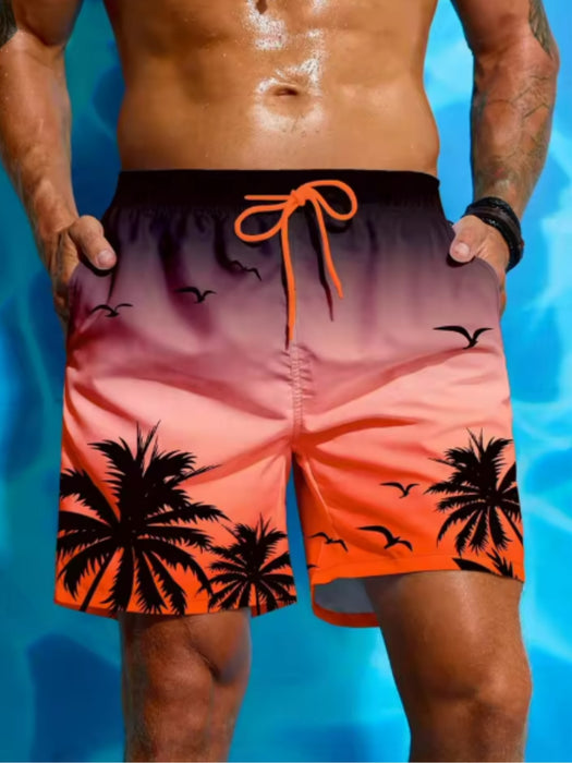 Short de bain imprimé plante