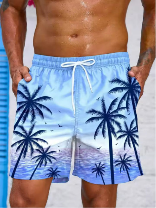 Short de bain imprimé plante