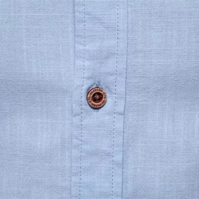 Chemise col mao ajustée – manches longues et boutonnière contrastée