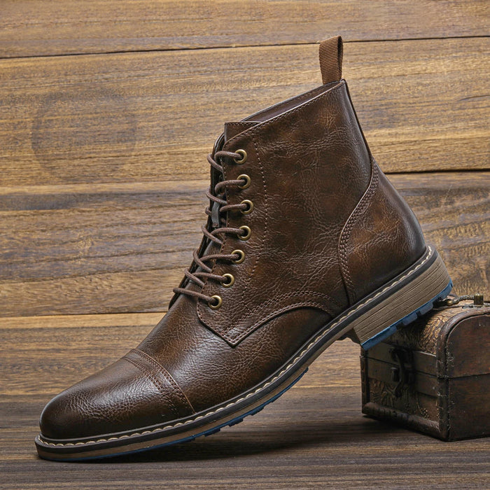 Bottines homme cuir marron – chaussures montantes élégantes à lacets