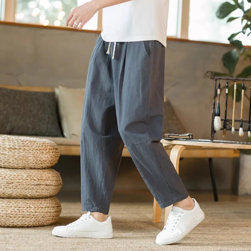 Pantalon décontracté taille élastique été