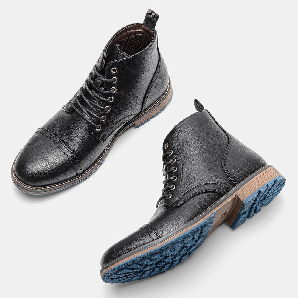 Bottines homme cuir marron – chaussures montantes élégantes à lacets