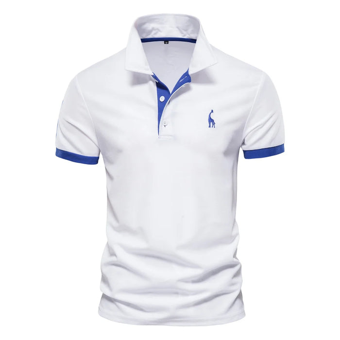 Polo slim fit décontracté – couleur unie, col classique, AIOPESON brodé, coton
