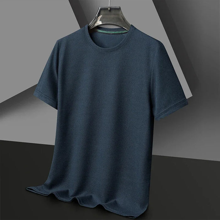 T-shirt à col rond gaufré , haut à manches courtes, nouveau, été