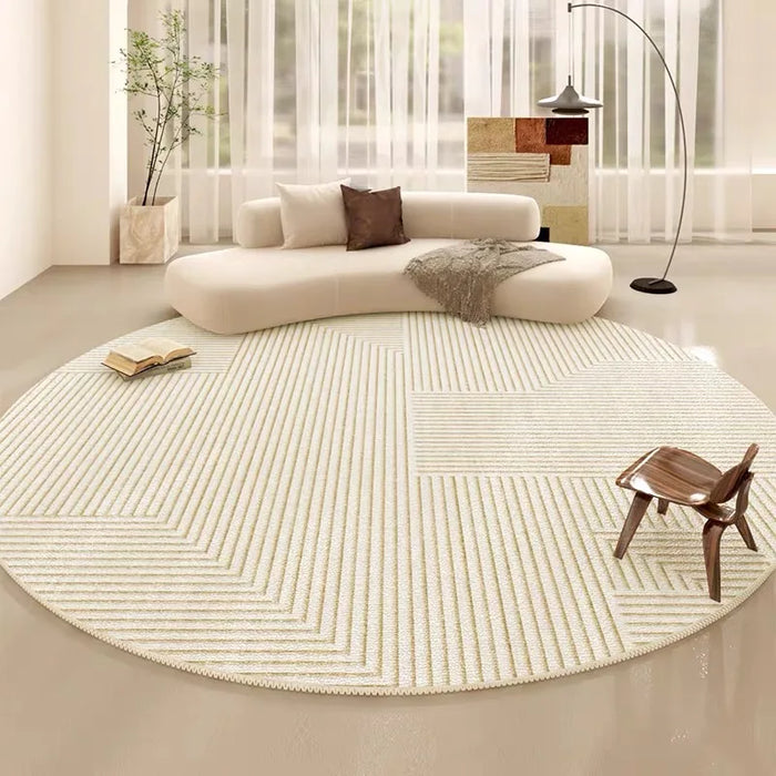 Grand tapis rond d’été antitache pour salon et chambre – Uni, résistant à la saleté
