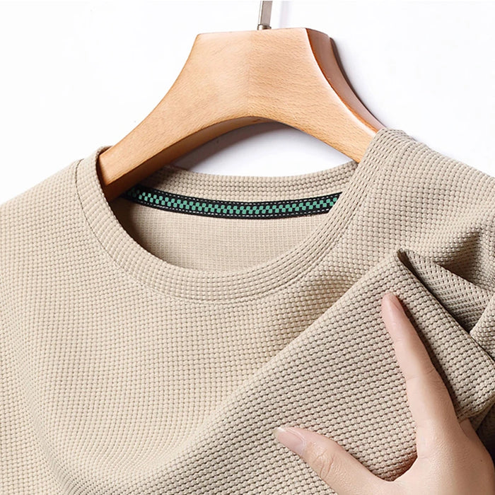 T-shirt à col rond gaufré , haut à manches courtes, nouveau, été