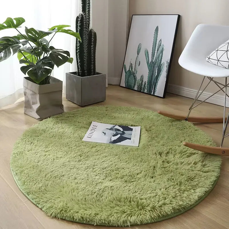 Tapis rond en peluche ultra doux – Moelleux, antidérapant, décor salon / chambre enfant