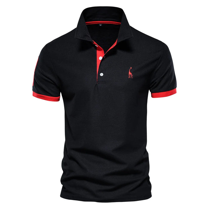 Polo slim fit décontracté – couleur unie, col classique, AIOPESON brodé, coton