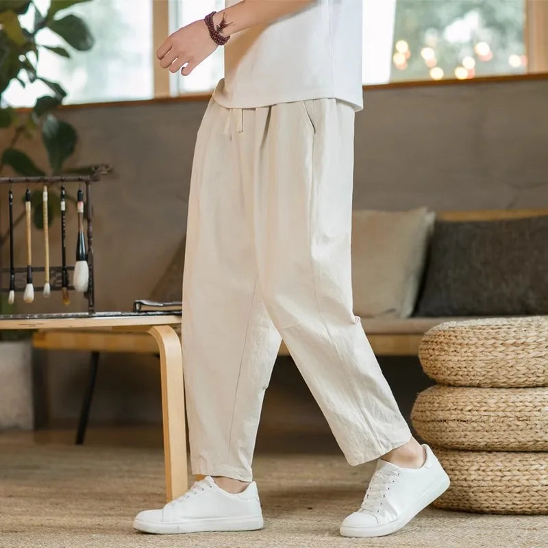 Pantalon décontracté taille élastique été