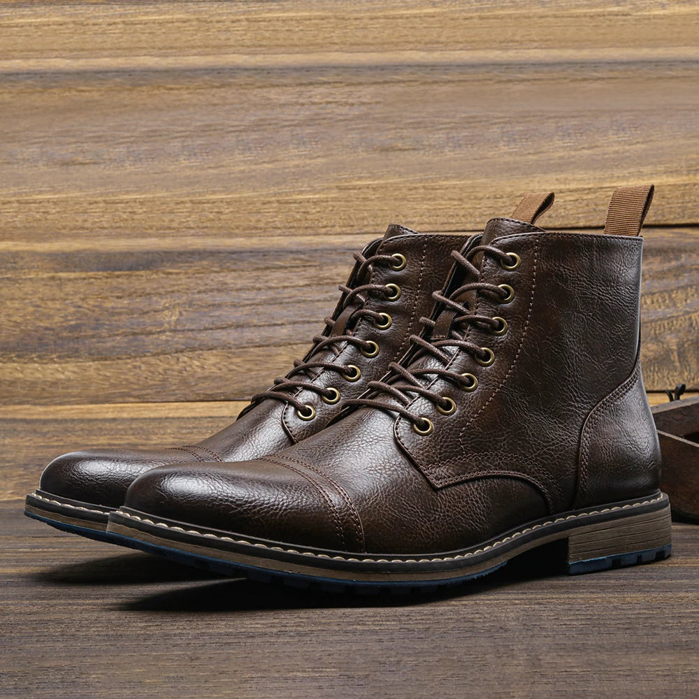 Bottines homme cuir marron – chaussures montantes élégantes à lacets