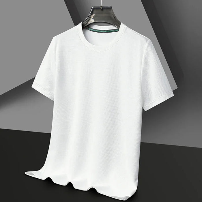 T-shirt à col rond gaufré , haut à manches courtes, nouveau, été