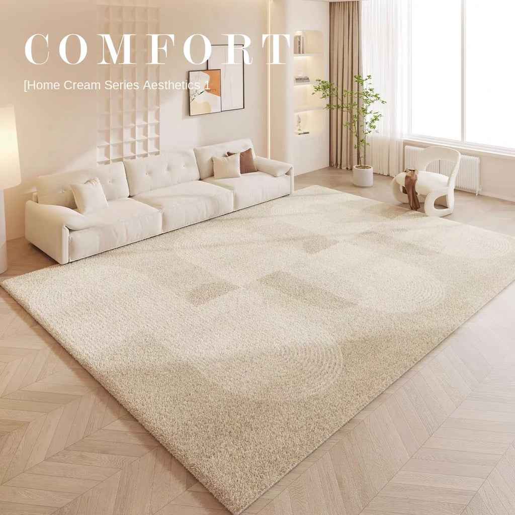 Grand tapis cachemire ultra doux lavable, antidérapant, crème – déco salon et chambre