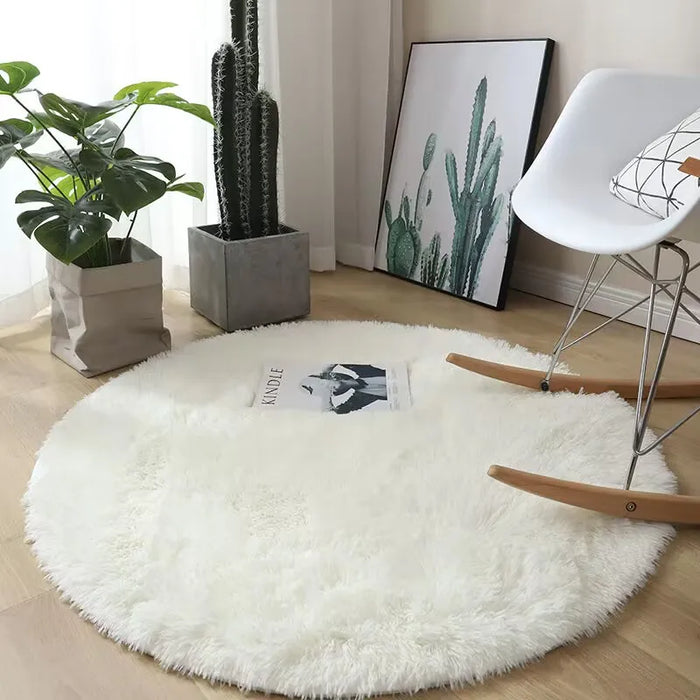 Tapis rond en peluche ultra doux – Moelleux, antidérapant, décor salon / chambre enfant