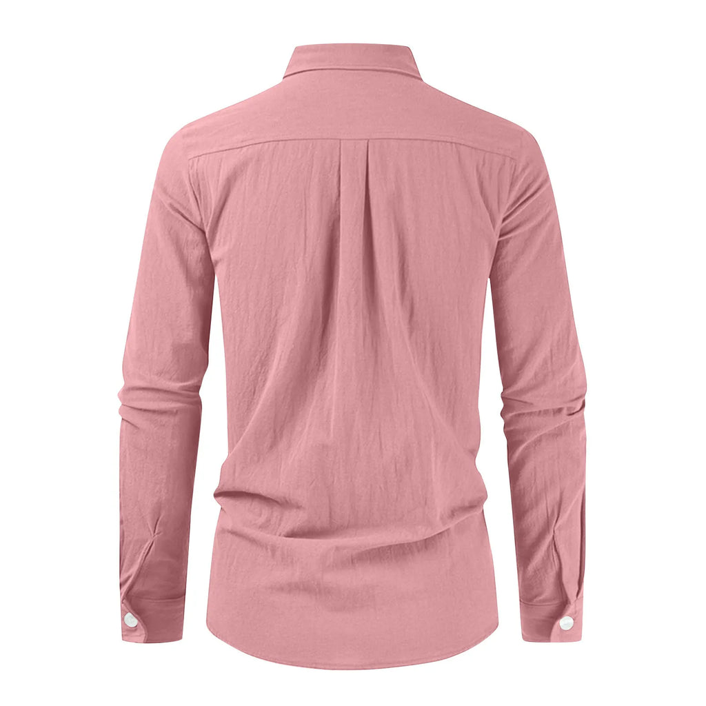 Chemise en lin manches longues – coupe fluide à col ouvert