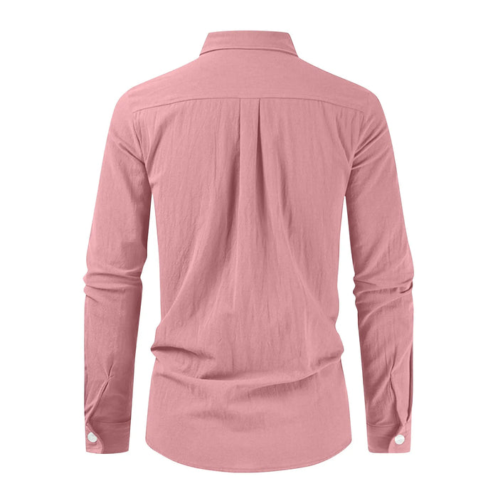 Chemise en lin manches longues – coupe fluide à col ouvert